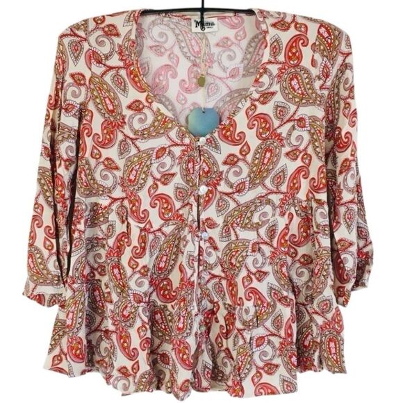 Show Me Your MuMu Paisley Boho Print Marlow Swing Top Sz S NWT - Picture 2 of 11